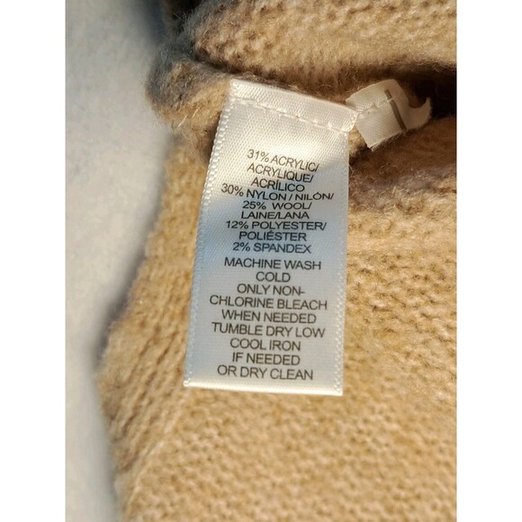 LOFT Size L Wool Blend Long Sleeve Crew Neck Reverse Seam Tunic Sweater Brown - Picture 10 of 10